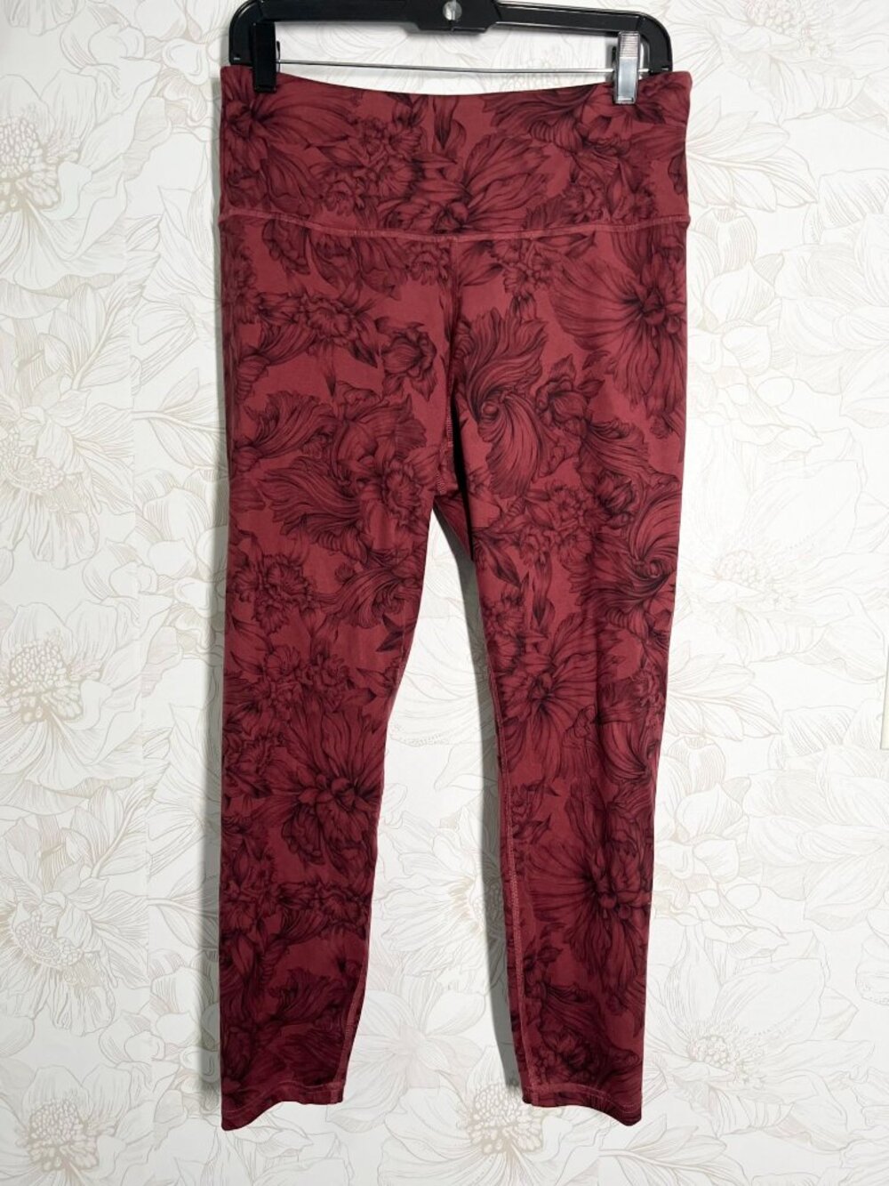 Balance Collection Oxblood Floral Scroll High Rise Leggings XL Burgundy floral